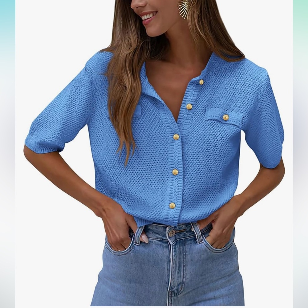Blue Women's Button-Up Top